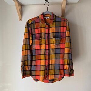Madewell window pane orange golden red flannel